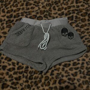Gray Fleece Skeleton Shorts